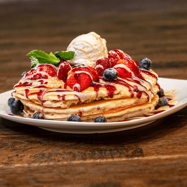 Triple Berries & Cream Pancakes.