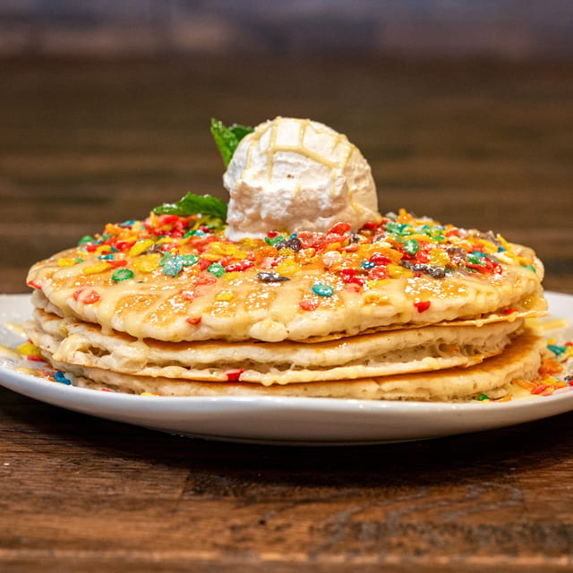 Fruity Pebble Pancakes.