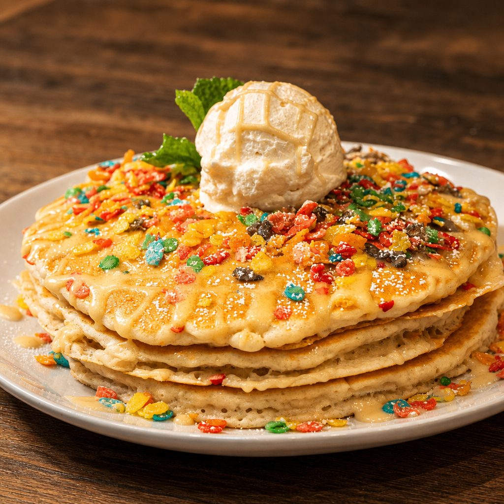 Fruity Pebble Pancakes.