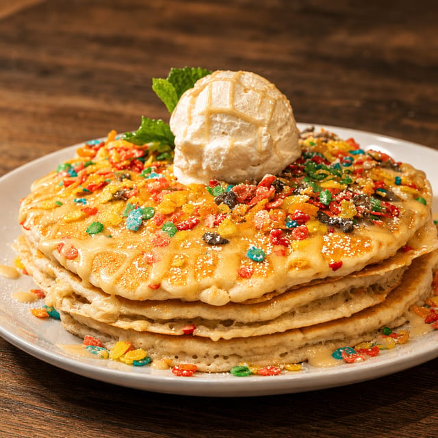 Fruity Pebble Pancakes.